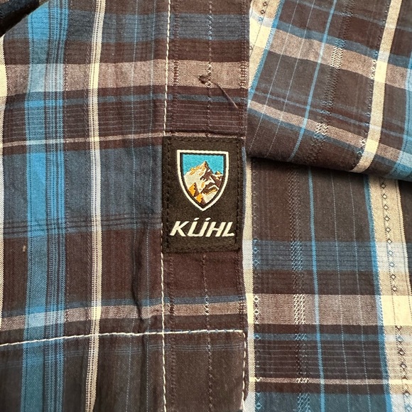 Kuhl Mens Blue Gray Plaid Short Sleeve Active Casual Suncel Button Shirt Size L - Picture 5 of 10